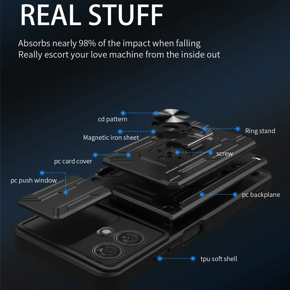 Kickstand Case For Motorola Moto G56 G86 G05 G15 G35 G55 G75 G85 5G Cover Card Pocket Ring Stand Holder Fundas Coque Capa