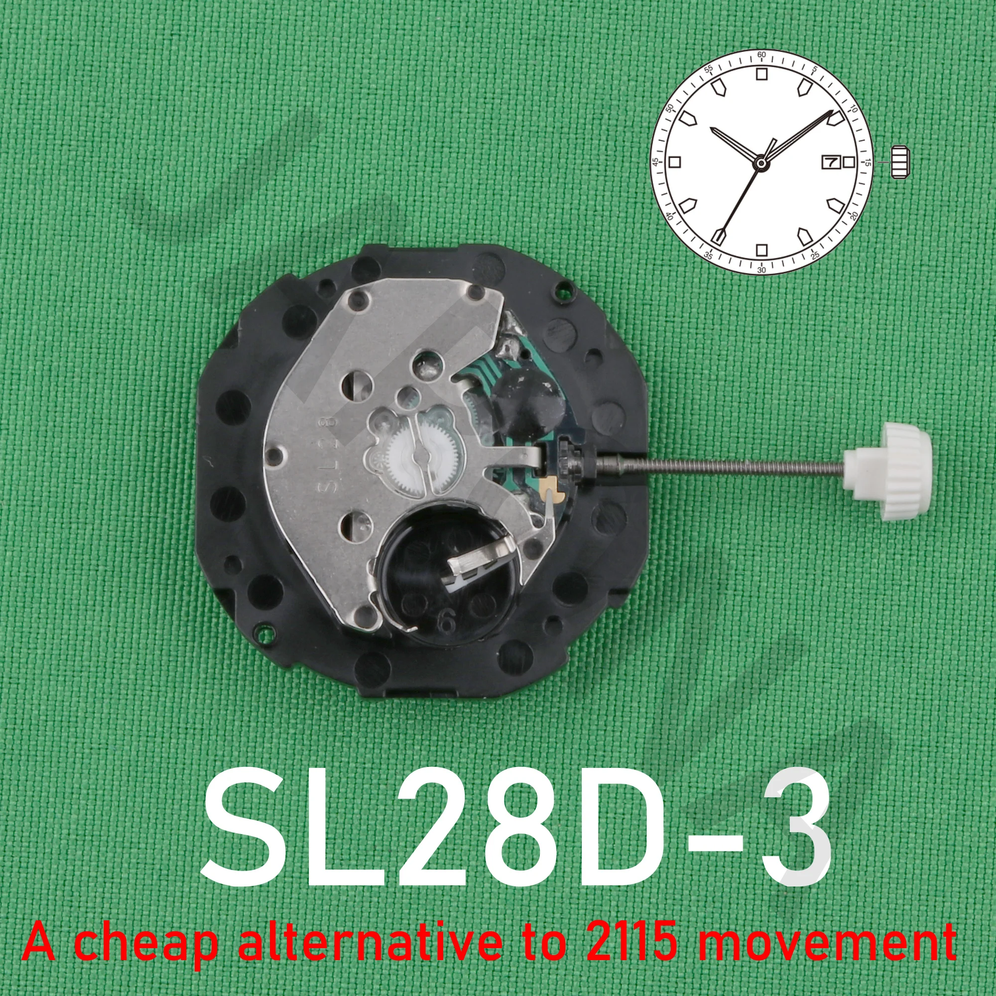 SL28 movement china sunon SL28d-3 Quartz Movement Date A cheap replace to 2115 movement sl28 movement wholesale sl28d movement