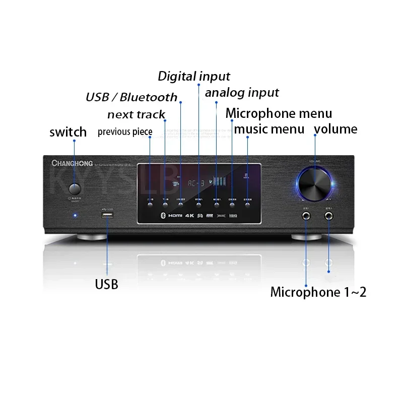 KYYSLB-مضخم صوت عالي الطاقة بلوتوث ، مضخم صوت رقمي ، فك تشفير بدون خسارة ، AV ، HD ، محترف ، ma V ، ma W ، ma