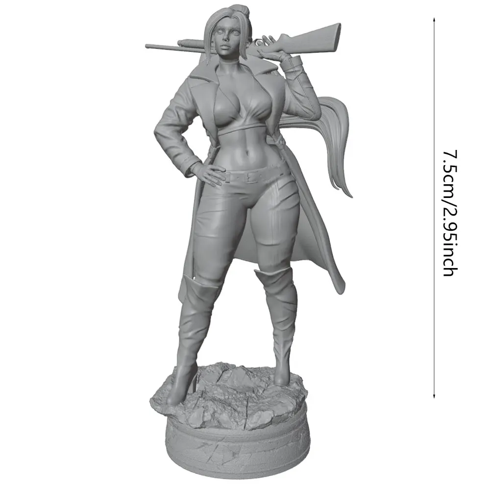 1/24 Female 	Warrior Resin Model Kits GK Miniature 3D Printed Gray Model Figurine DIY Doll Collection Unassembled And Unpainted