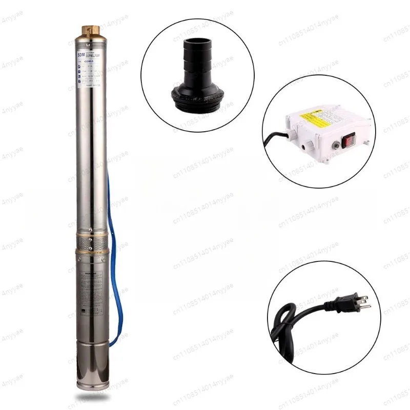 1HP Stainless Steel Impeller Deep Well Pump - 110V 60Hz US Standard Vertical Submersible for Home & Light Commercial