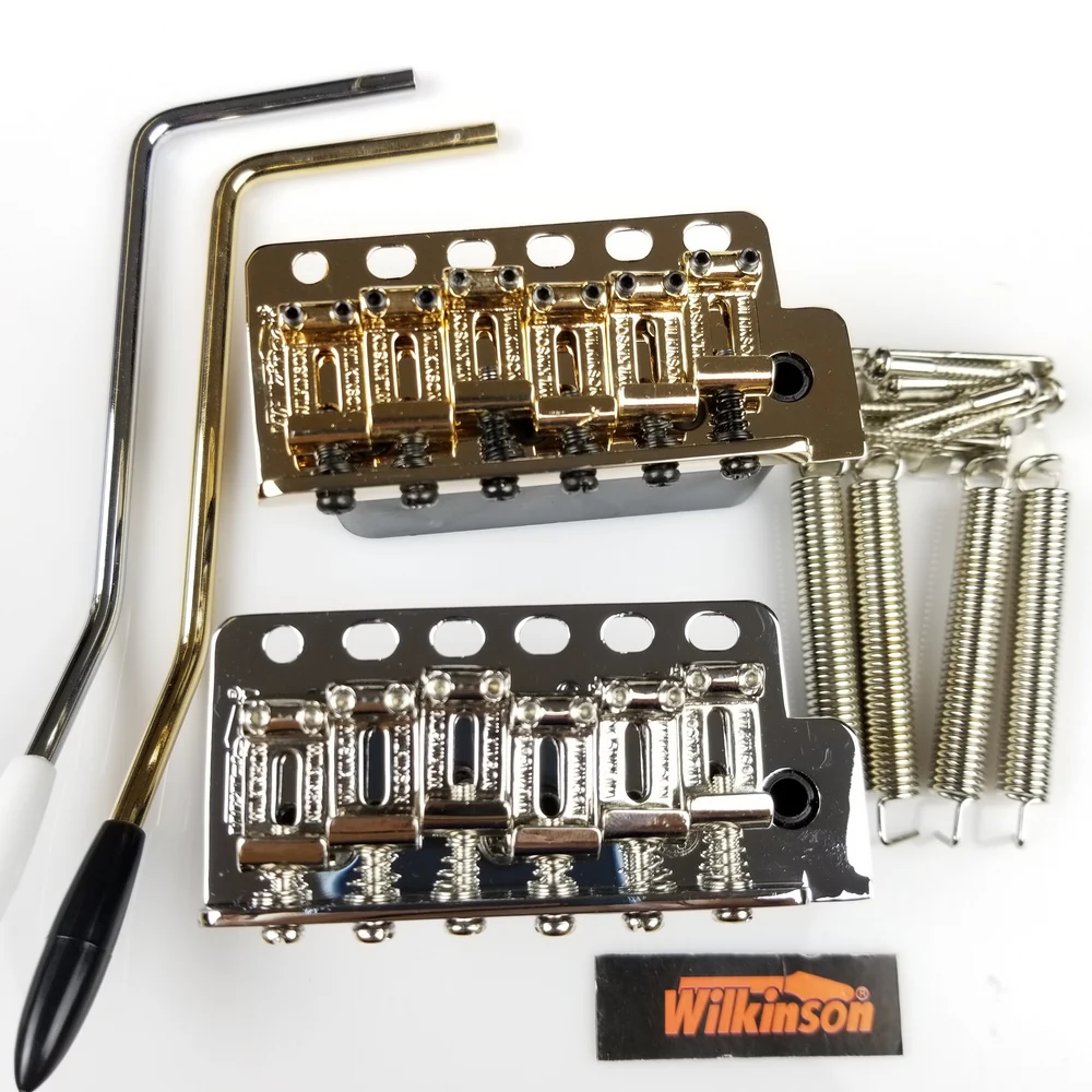 

Wilkinson ST electric guitar Tremolo System Bridge + Bent Steel Saddles WV6 Chrome Silver Gold