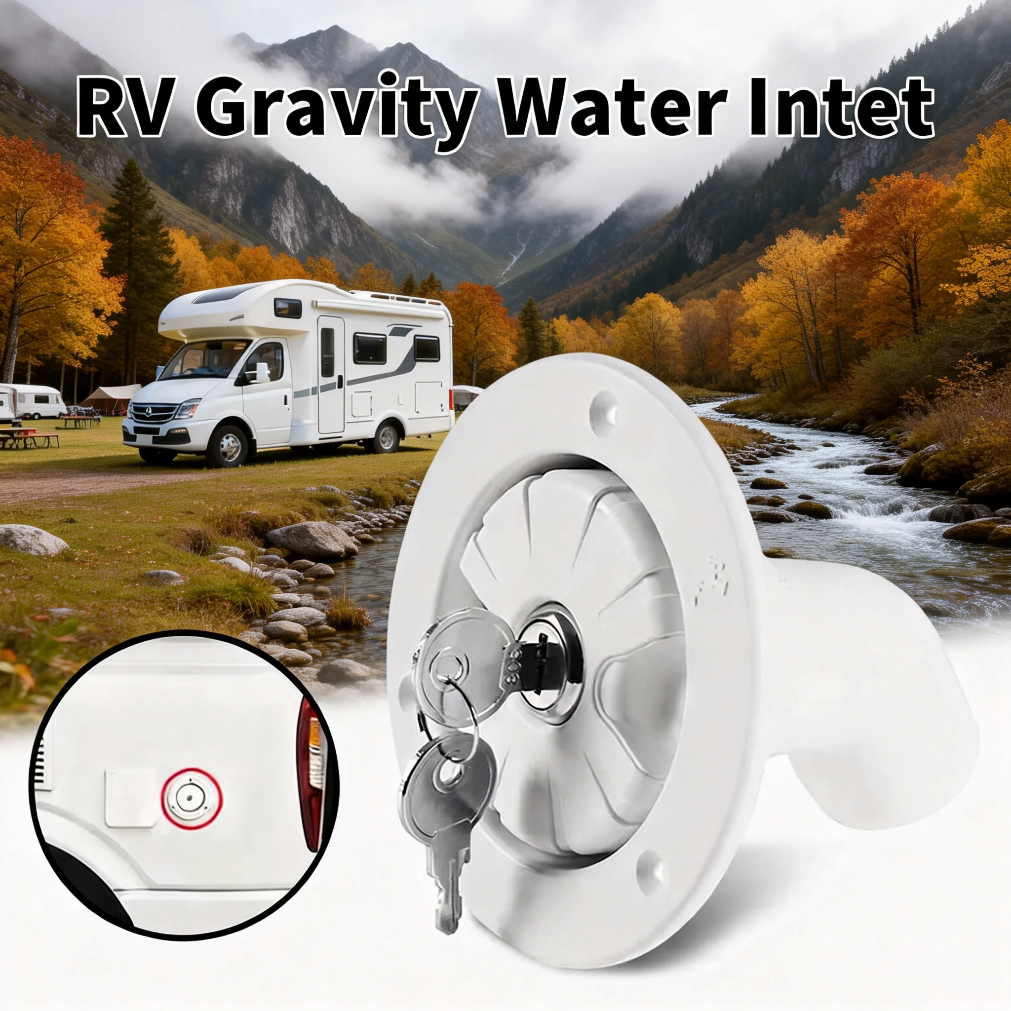 

Gravity Water Inlet With Lock Water Tank Filling Port For RV Camper Trailer Boat Caravan Accessories Leak-Proof Anti-Rust HD