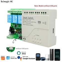 4 Channel WiFi AC DC7-32V 85-250V 110V 220V Receiver 10A 16A Relay 4ch Motor Controller Module Works With Tuya,Alexa,Google Home