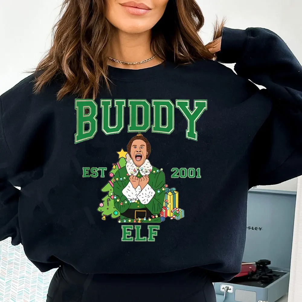 OMG SANTA I Know Him! Funny Christmas Tops Buddy The Elf Graphic Tops Vintage Cute Hippo Casual Women Men Autumn Pullovers