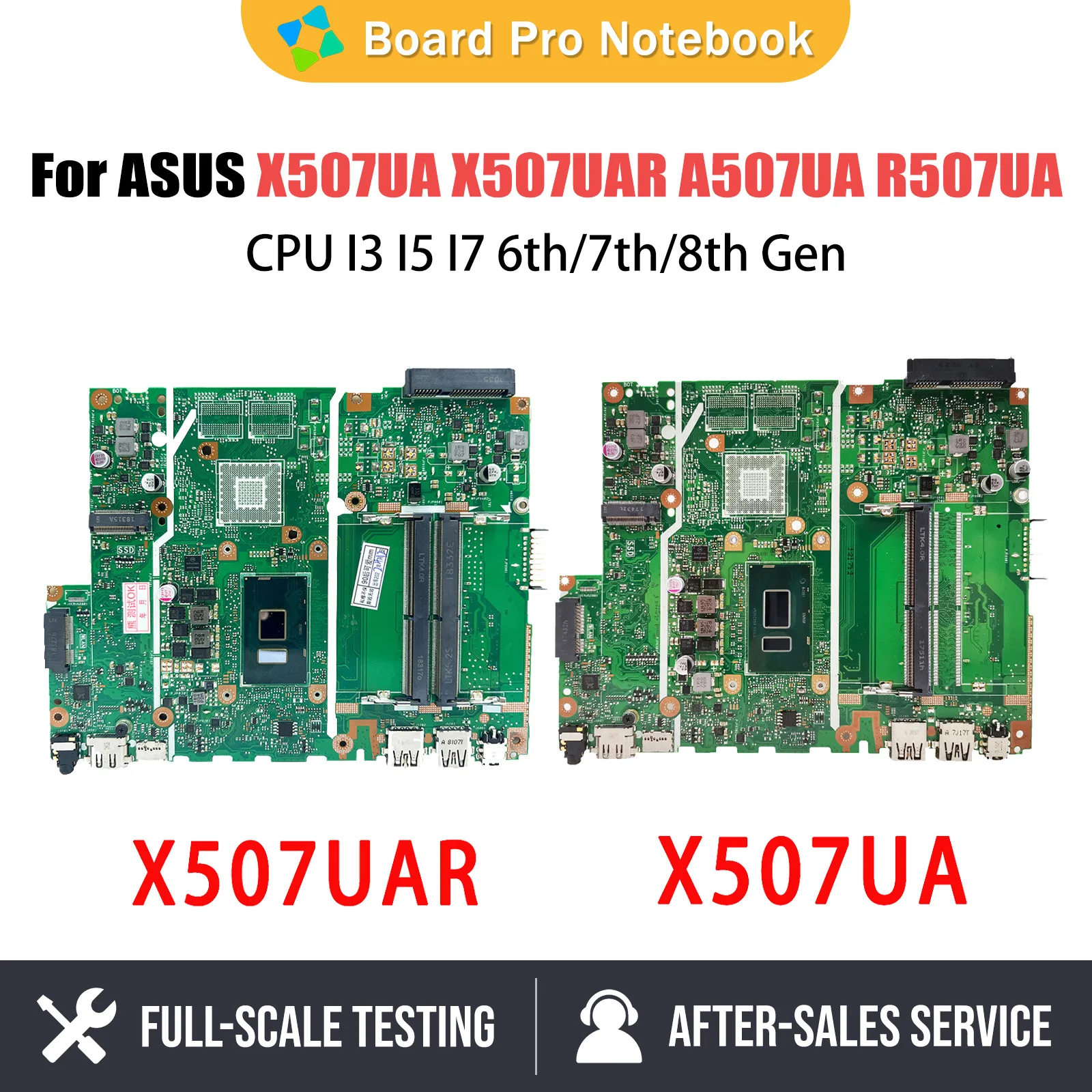 

X507UF Notebook Mainboard For Asus X507UBR X507UB X507UFR X507UAR Y5000UB Laptop Motherboard I3 I5 I7 6th/7th/8th Gen CPU