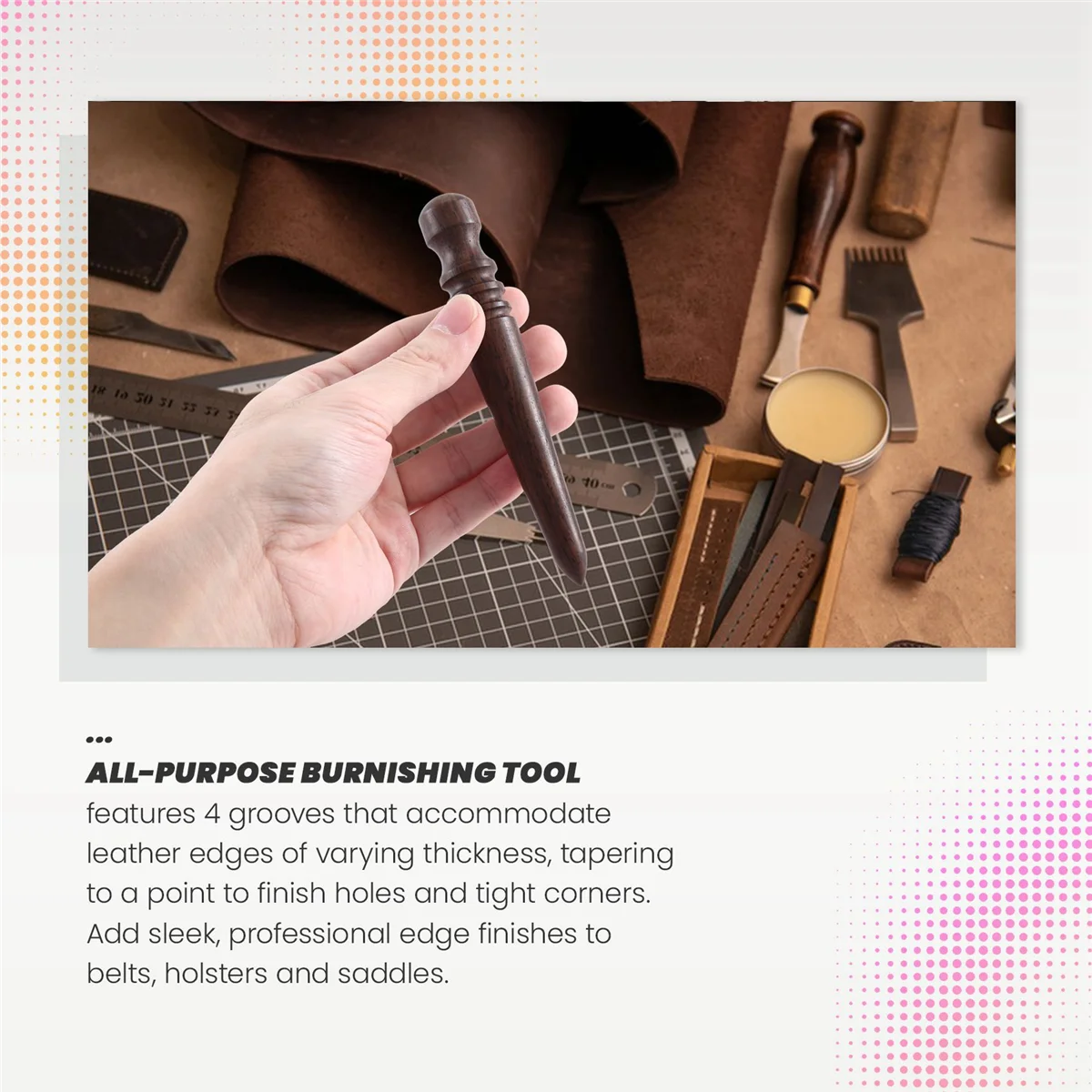 Инструмент для полировки деревянной кожи ABQR — нарезка с коническими краями, 4 канавки для полировки различных толстов кожи