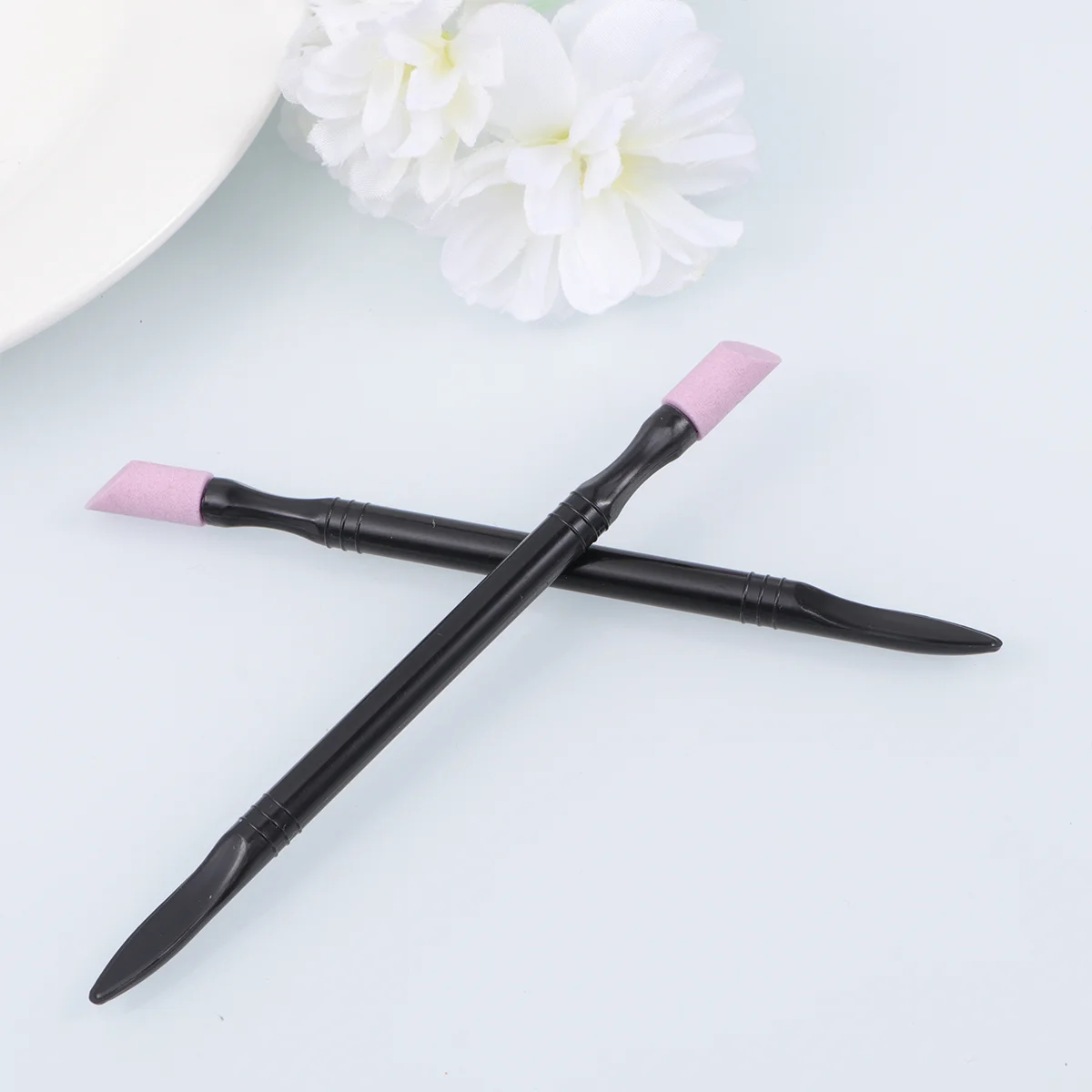 2 Pcs Manicure Tools Detergent Pedicure Handle Nail Cuticle Pusher Professional File Polished Rod