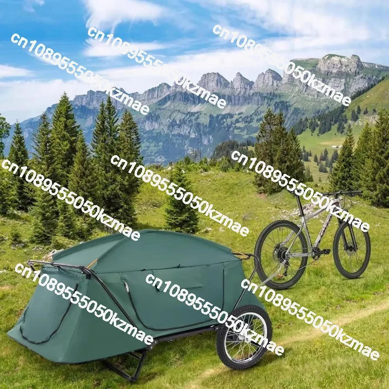 Outdoor Cycling Camping Trailer Off-Ground Tent Combo Portable Travel Camping Equipment for Outdoor Adventure Hiking Trip