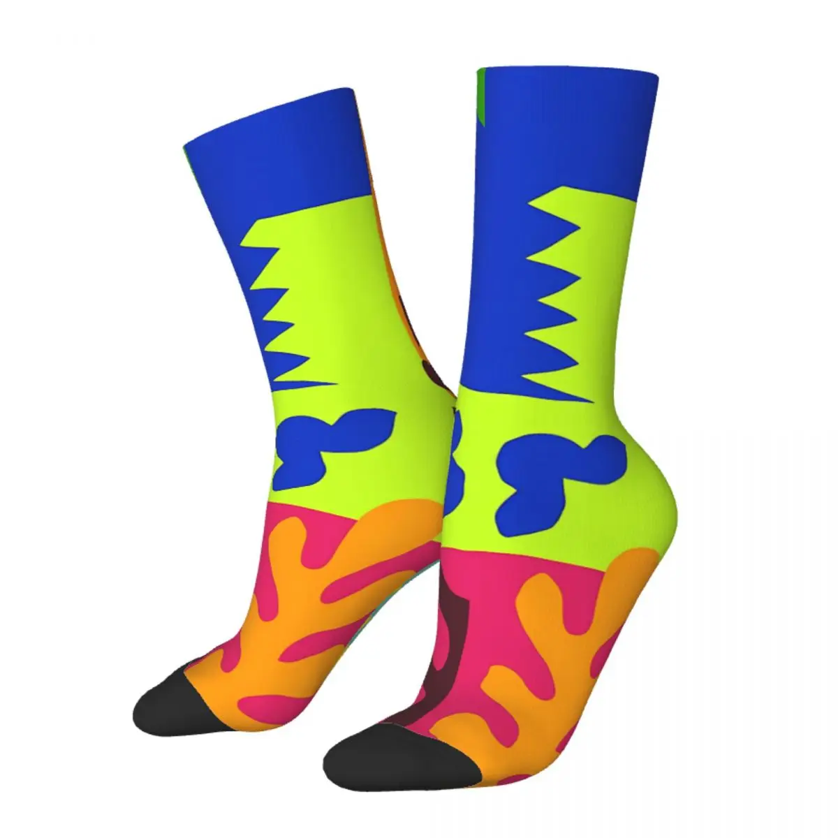 Retro Matisse Inspired Colorful Collage Crazy Men's Socks Unisex Geometric Street Style Pattern Printed Novelty Crew Sock