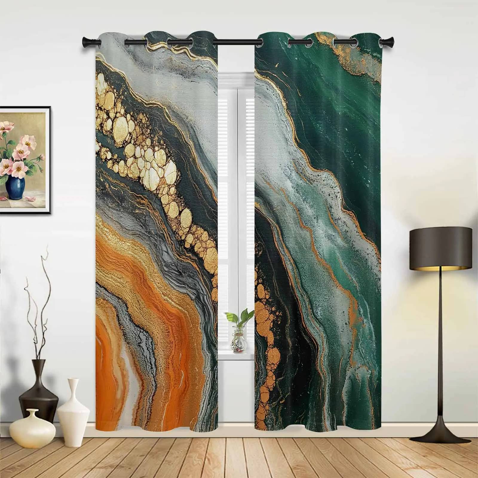 Marble Tattoos Stripes Window Window Curtains Living Room Bathroom Bedroom Decor Kids Window Treatment