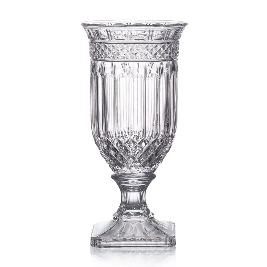 

13 Glass Urn Vase,Tall Centerpiece with Ripple Diamond Pattern,Thickened Vase for Home, Wedding Parties