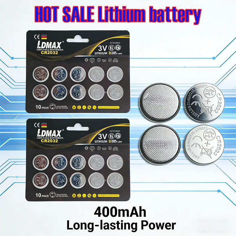 2026 جديد 3 فولت 200 مللي أمبير CR2032 بطارية ليثيوم CR 2032 DL2032 ECR2032 لمشاهدة لعبة آلة حاسبة مفتاح السيارة خلايا زر التحكم عن بعد
