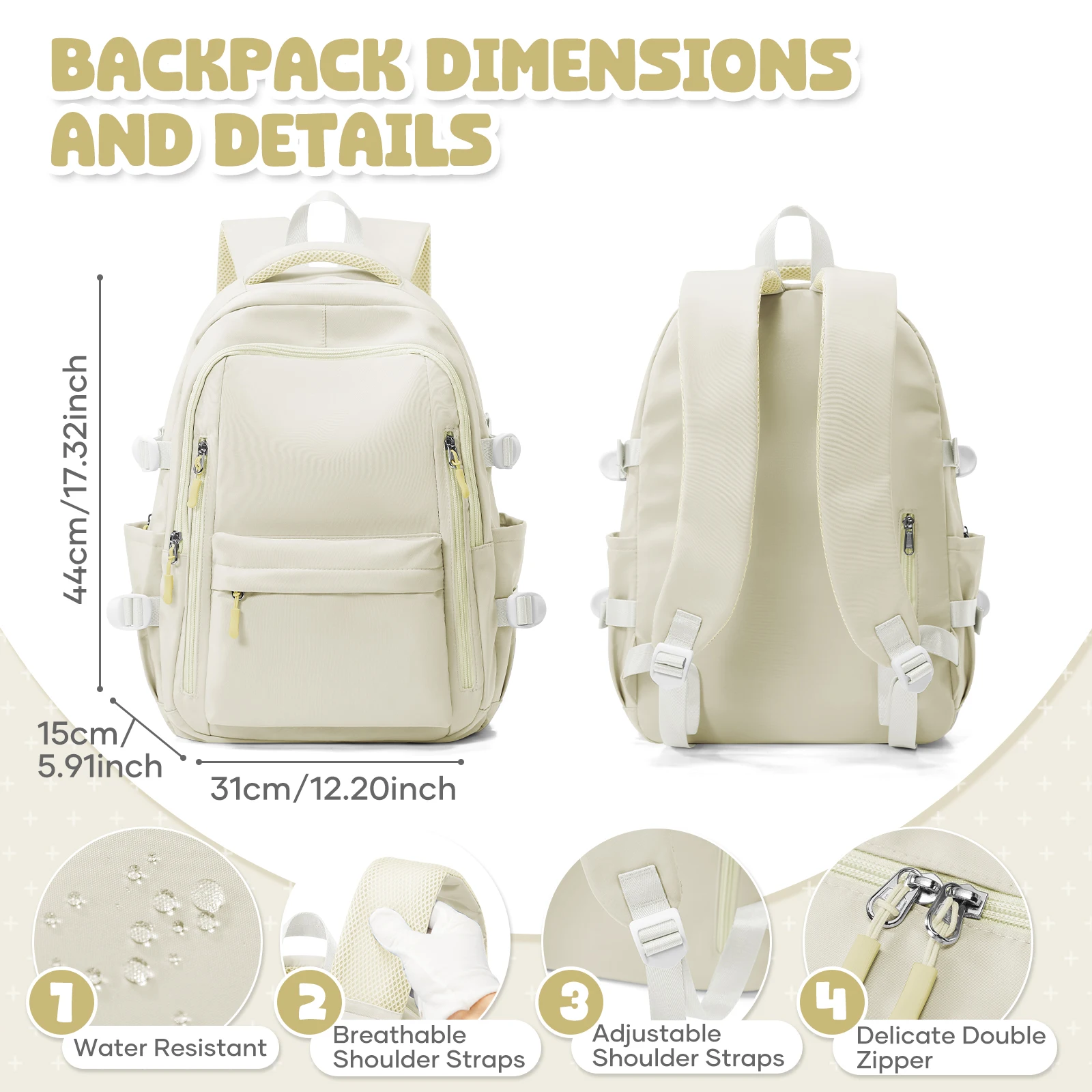 Large Capacity School Backpacks for College & High School Students, School Backpack Teen Durable with Practical Pockets Bookbag