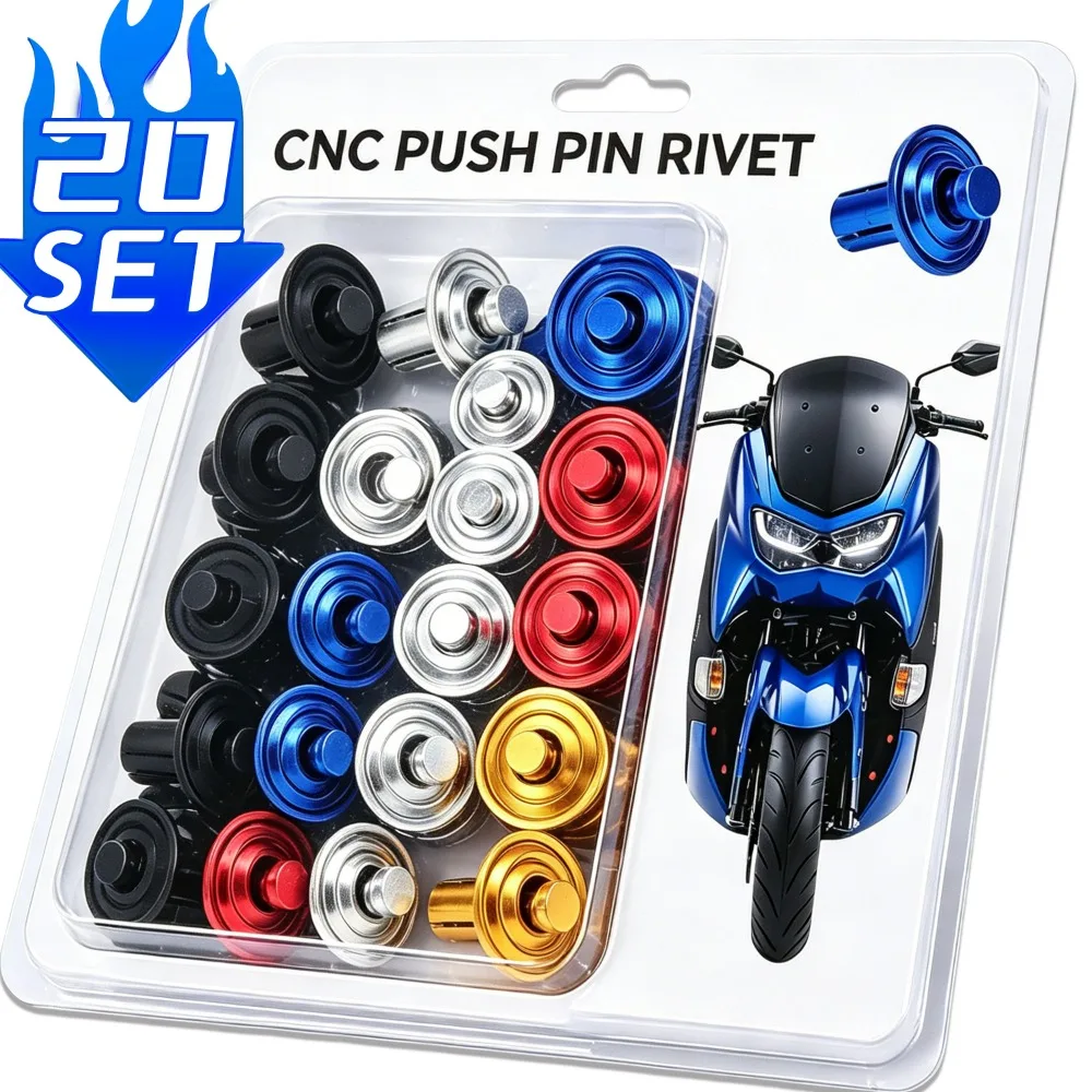 6mm Motorcycle Push Pin Clips Colorful Aluminum & Carbon Steel Fastener Frame Fixing Screw Buckle Universal Bodywork Accessories