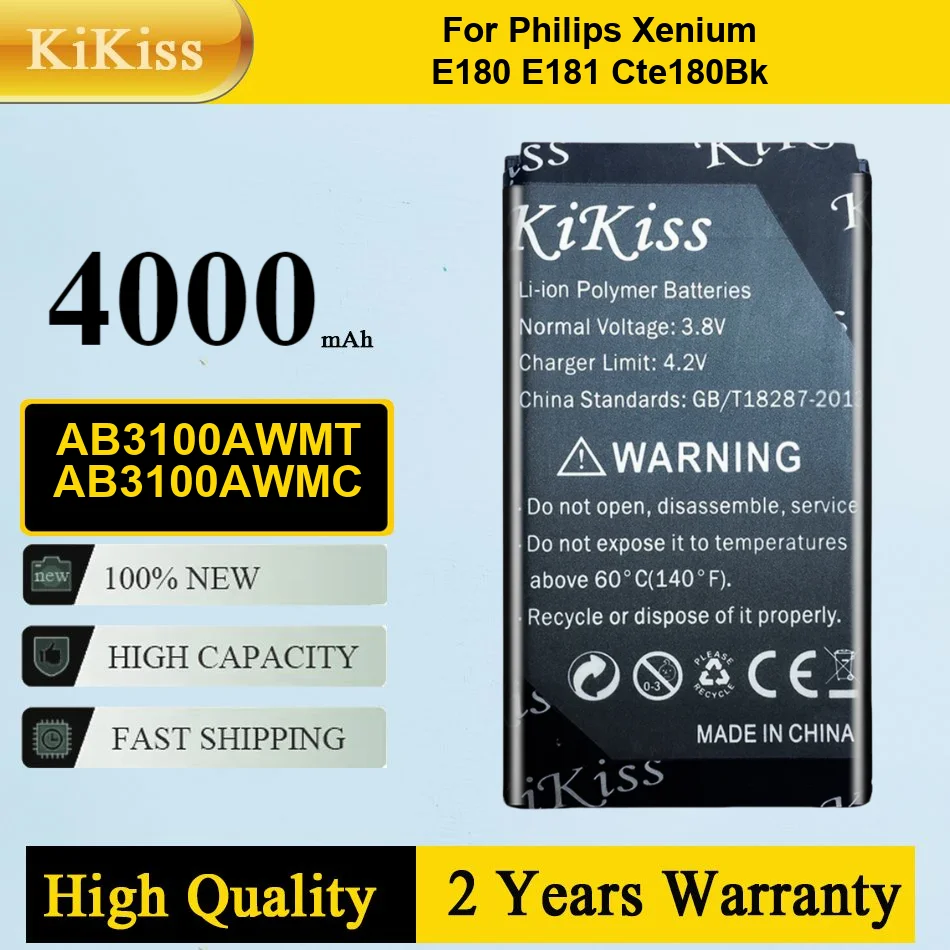 

Аккумулятор Kikiss AB3100AWMT AB3100AWMC 4000 мАч для PHILIPS Xenium E180 E181 CTE180BK