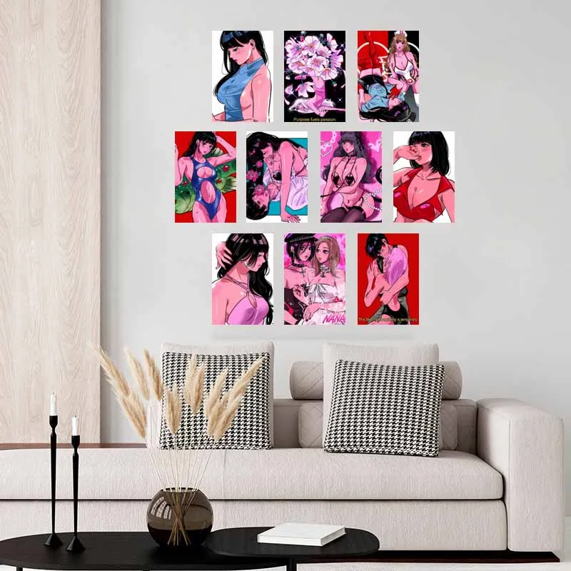 10/30 قطعة نمط فاسق أنيمي فتاة الملصقات بطاقات DIY بها بنفسك سطح المكتب جدار عنبر غرفة الديكور بطاقة النوم بار ديكور المراهقين الهدايا بطاقة بريدية