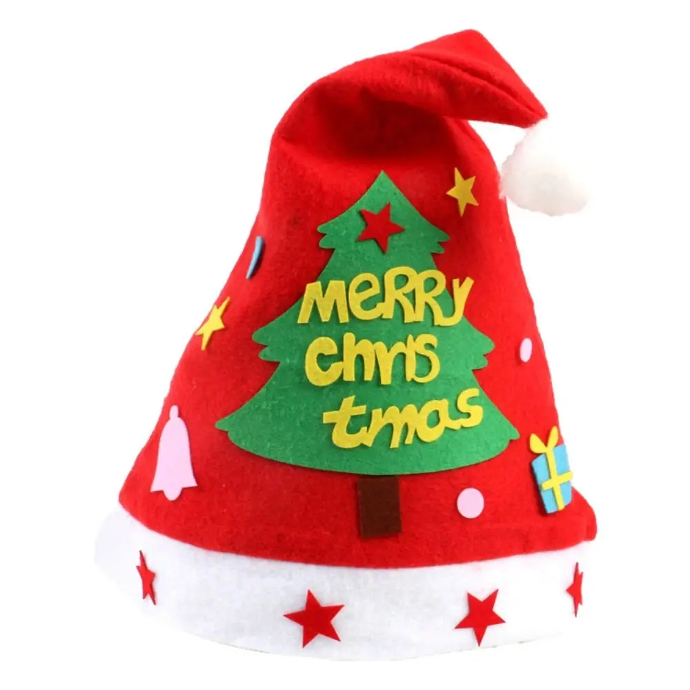 Non-woven Fabric Handmade Santa Hat Santa Claus Kriss Kringle DIY Christmas Hat Toy Christmas Tree Penguin Kids Xmas Arts Hats