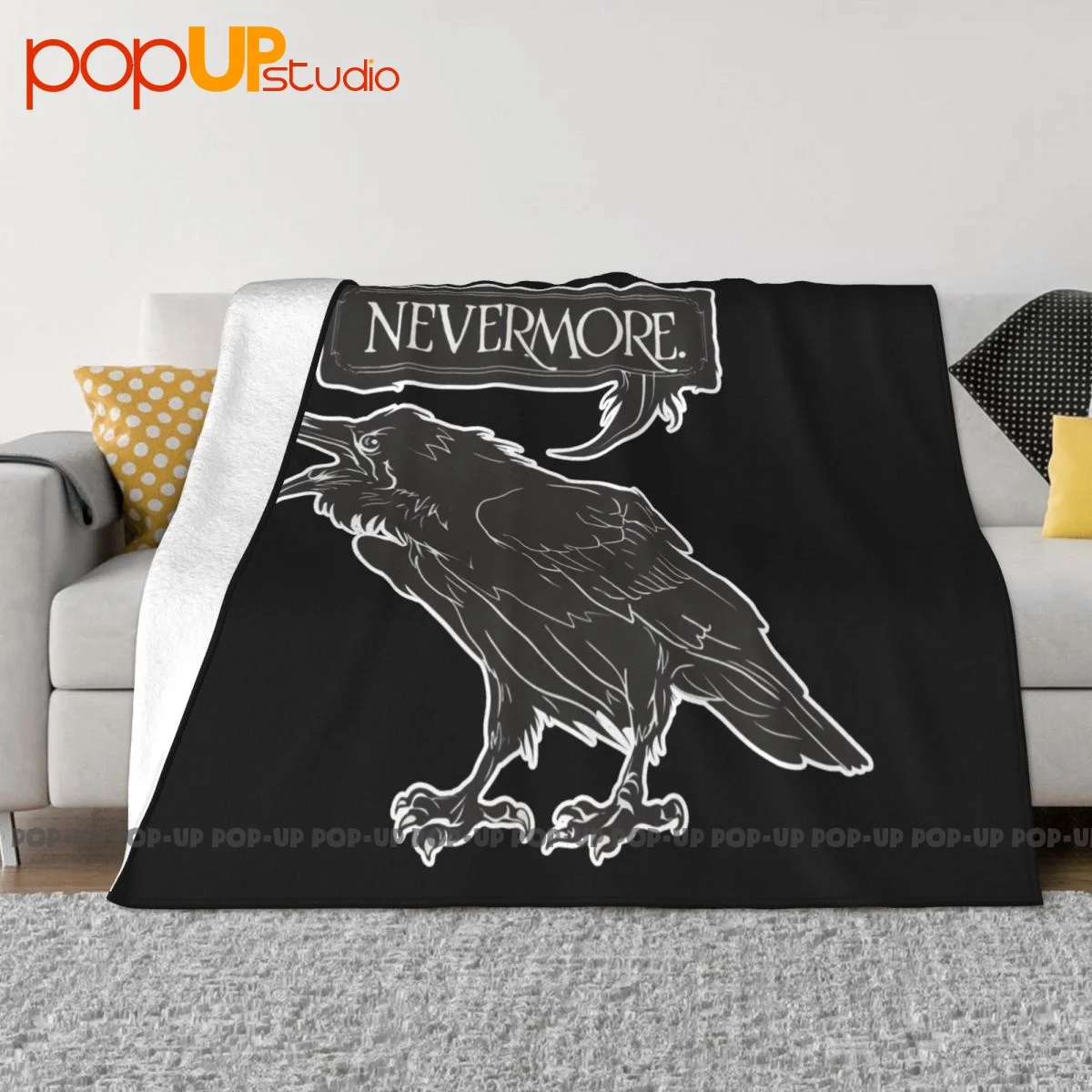 Edgar Allan Poe Nevermore Raven Blanket Textile Super Soft Machine Washable