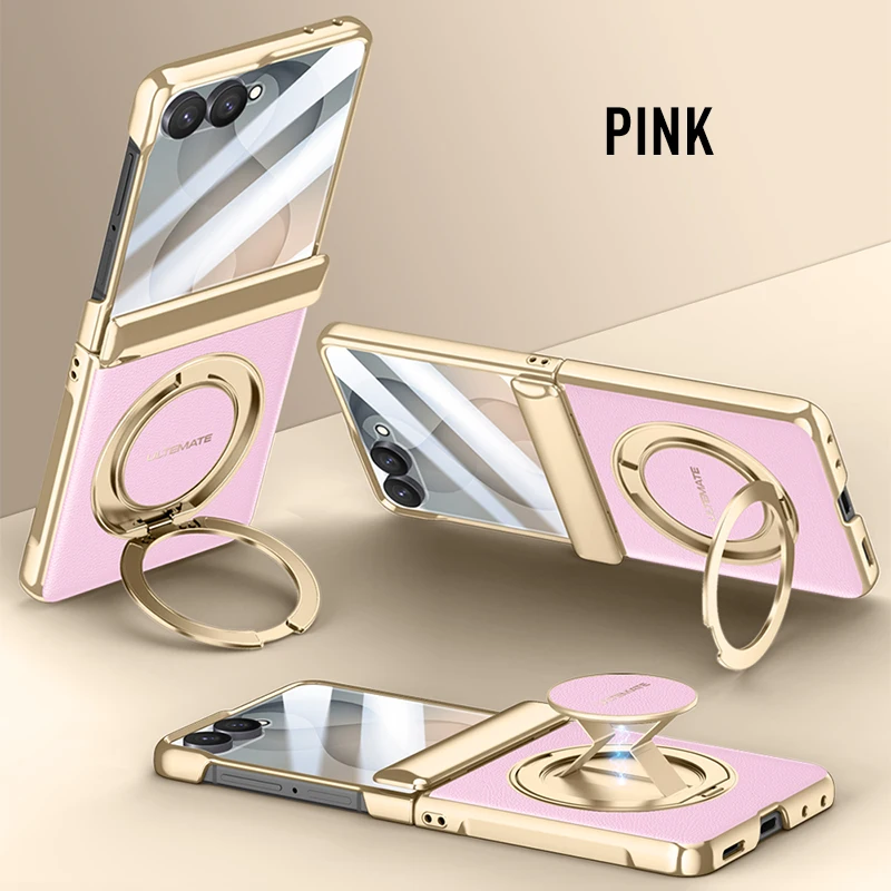 360 Rotating Magnetic Kickstand Leather Case for Samsung Galaxy Flip 8 For Magsafe Shockproof Tempered Film Included Slim Cover