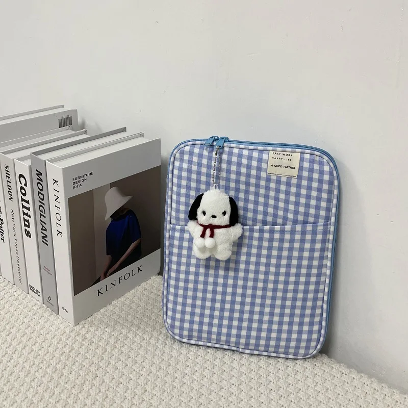 Ins Plaid Pocket Laptop Sleeves Carrying Case Women Notebook Briefcases For Macbook Air Pro 13 13.3 14 Inch Case Shockproof New