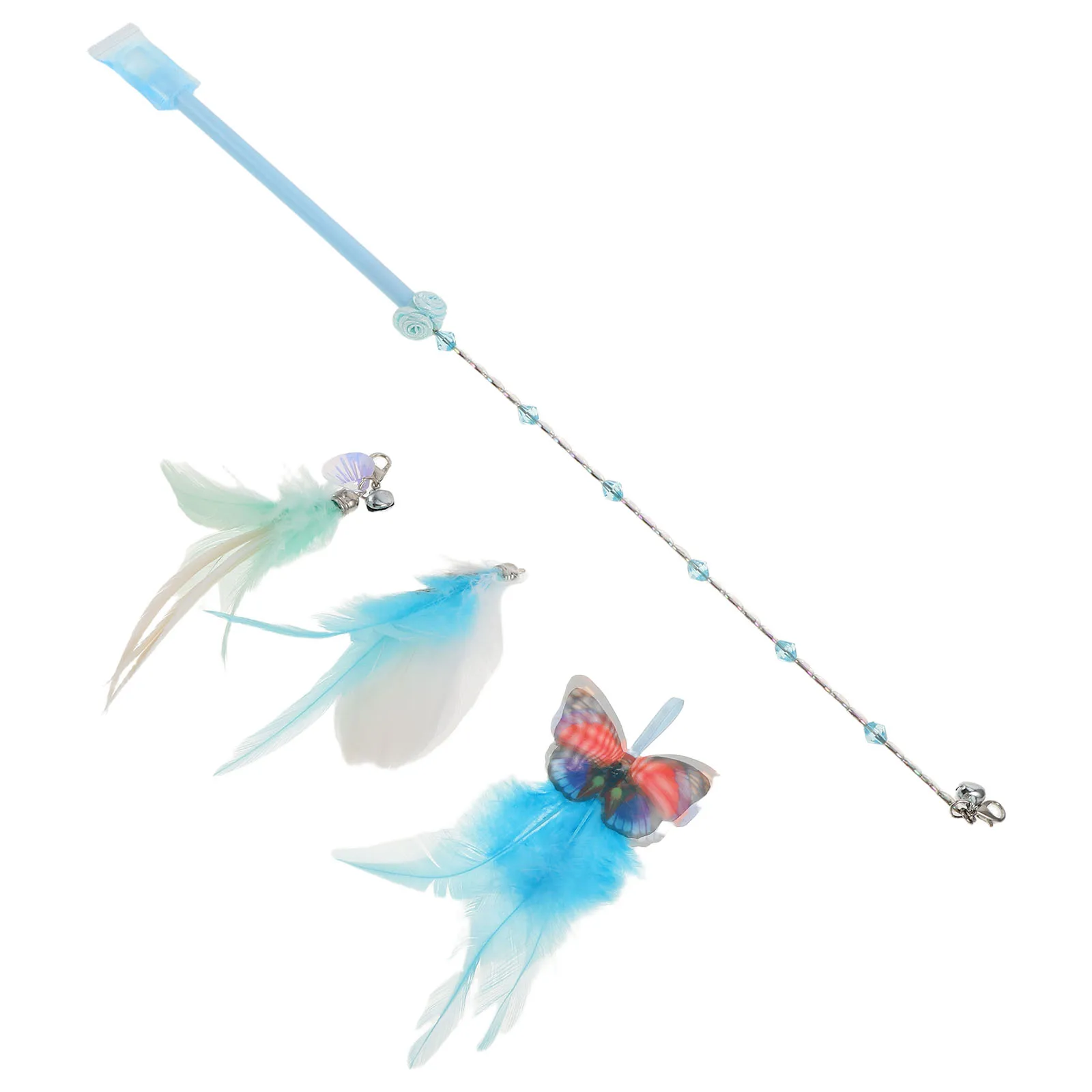 

Funny Toy Set Attachment Toys Interactive Teaser for Indoor Cats Feathered Refill Realistic Design Fishing Pole
