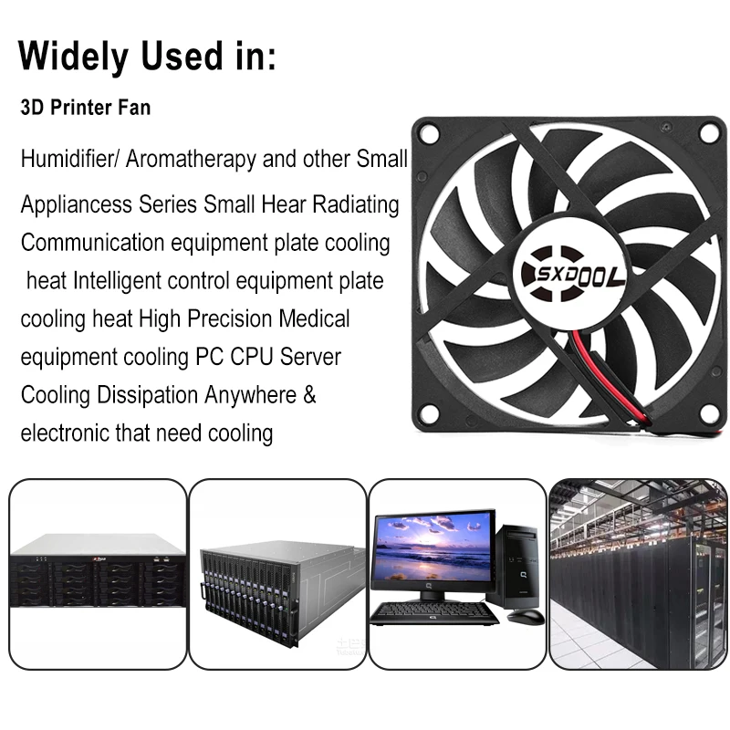 SXDOOL-Slim Brushless DC Cooling Fan, Computador Case Cooler, PC CPU, 80mm, 10mm, 80x80x10mm, 8cm, 5V, 8010, 2PIN, bola dupla, 2 PCes