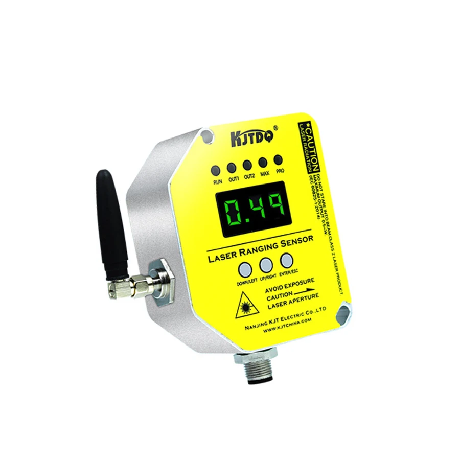 NEW2026 KJT Laser Sensor Distance Measuring 3dBi 470-510MHz FHSS 157dB 17dBm IP65 DC24V 0-800M Auto Collision Avoidance System C