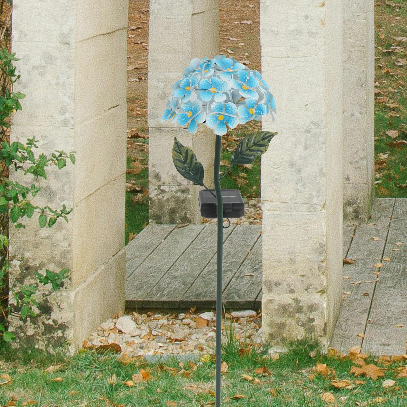 

1pc Solar Garden Hydrangea Design Yard Lamp Outdoor Ground Light Lawn Lamp Decor Stick Light For Courtyard Decoration