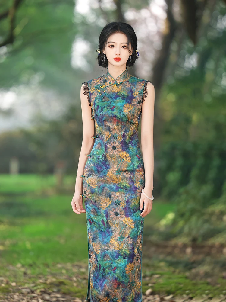 High-Grade Cheongsam Summer New Retro Old Shanghai Chinese Republican Style Women's Clothes Daily Wearable Sleeveless