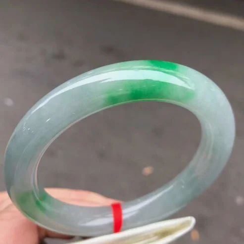 Real Certified Round Rod Grade AAA Green Burma Jade Jadeite Bracelet Bangle 56mm