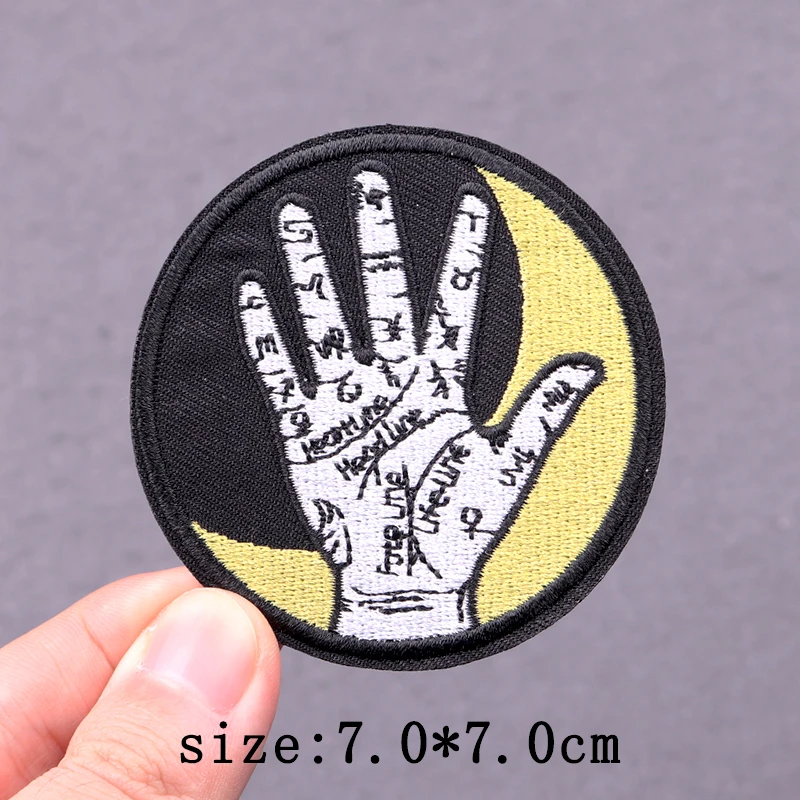 Patch de broderie magique de sorcellerie thermocollant pour vêtements, patch thermocollant, badge à rayures, autocollants thermocollants, couture d'ange lunaire