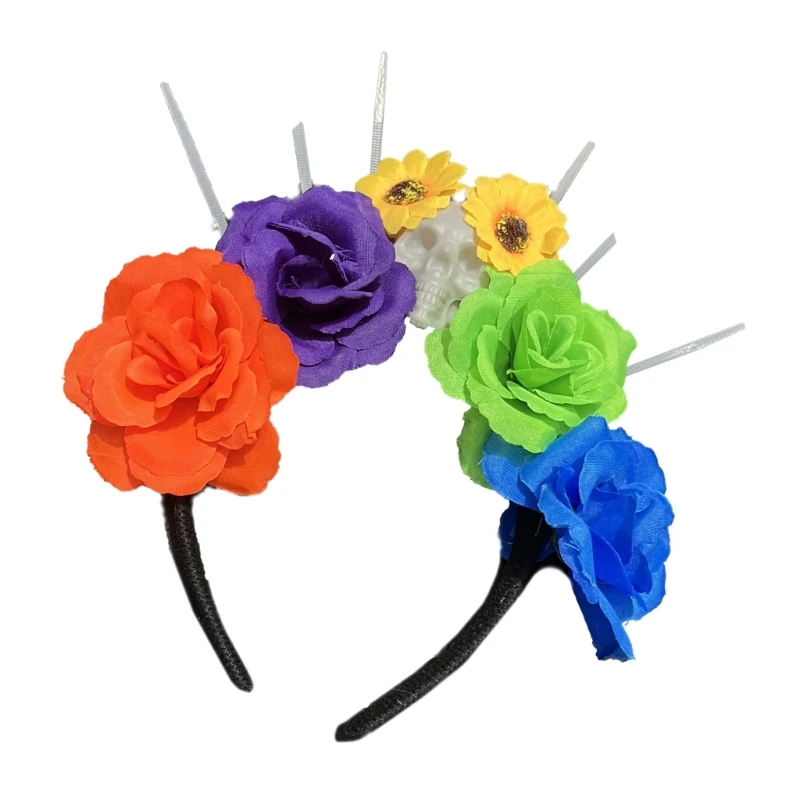 MXMB Mexicans Flower Headband Day of the Dead Headband Mardi Gras Headpiece image 3
