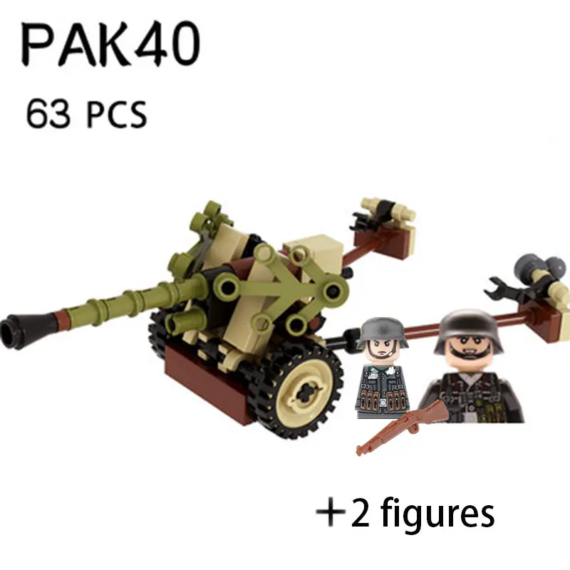 WWII German SDKFZ251 Tank Cannon MOC Building Block Soldier Figure Military Army Rockets Gun Modle Weapon Accessories Bricks Toy