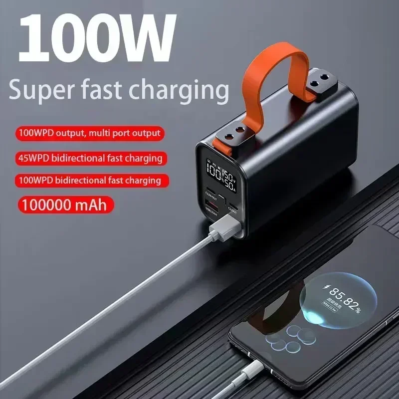 Large Capacity Power Bank Station 100000mAh 100W PD USB C DC Fast Charge External Battery Portable Powerbank For iPhone  Xiaomi