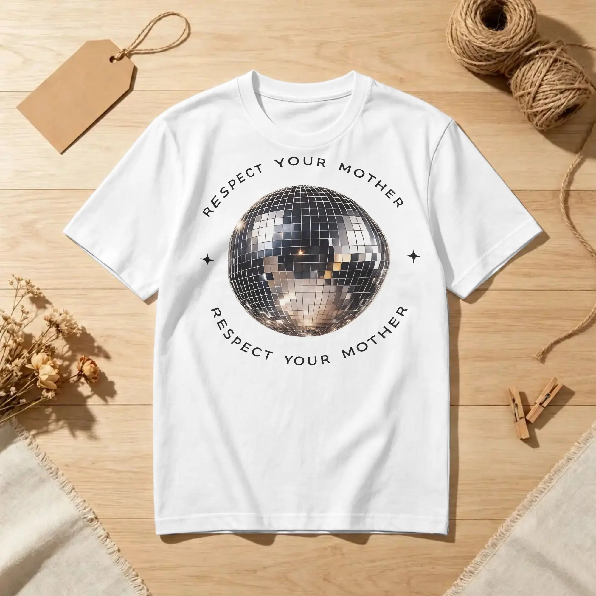 Casual Harrys Styles Respect Your Mother Disco Ball T-Shirts Men Round Collar Cotton T Shirt  Short Sleeve Tee Shirt 6XL Clothes