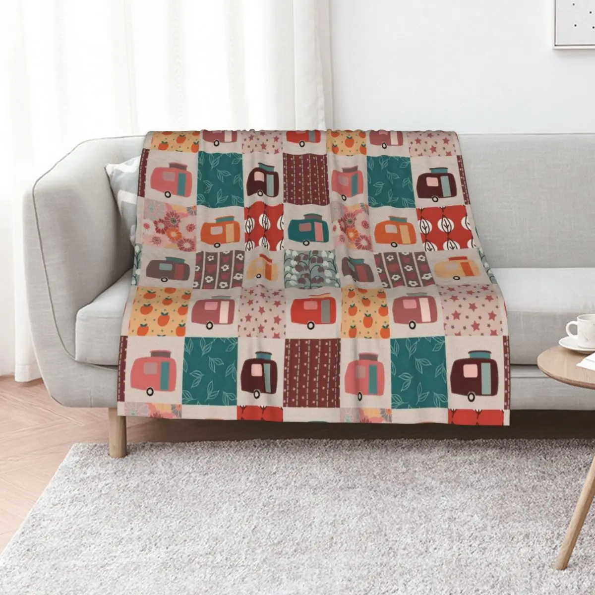 Colourful Patchwork of Vintage Caravans Throw Blanket Thermals For Travel Summer For Decorative Sofa anime decorative Blankets