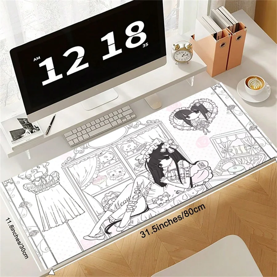 Anime Aesthetics Leather Mouse Pad Pink White Angel Desk Mat Office PC Keyboard Desks Decort Accessories Leather Mousepad Carpet - view 4