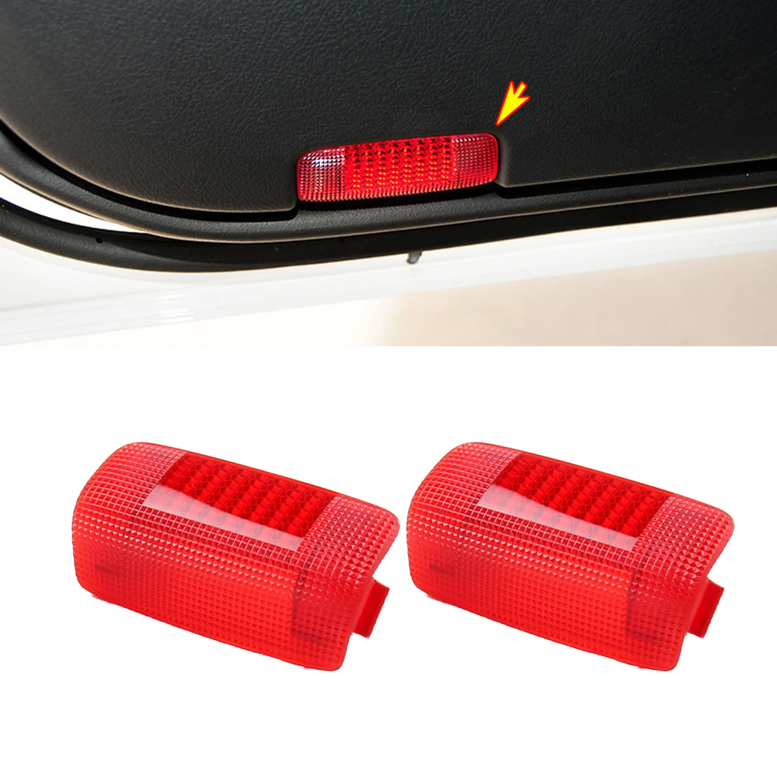 2x Door Reflector Lamp Cover 8191128020 For Toyota Red Interior Car Door Light Cap Reflector For Land Cruiser LC200 LC150