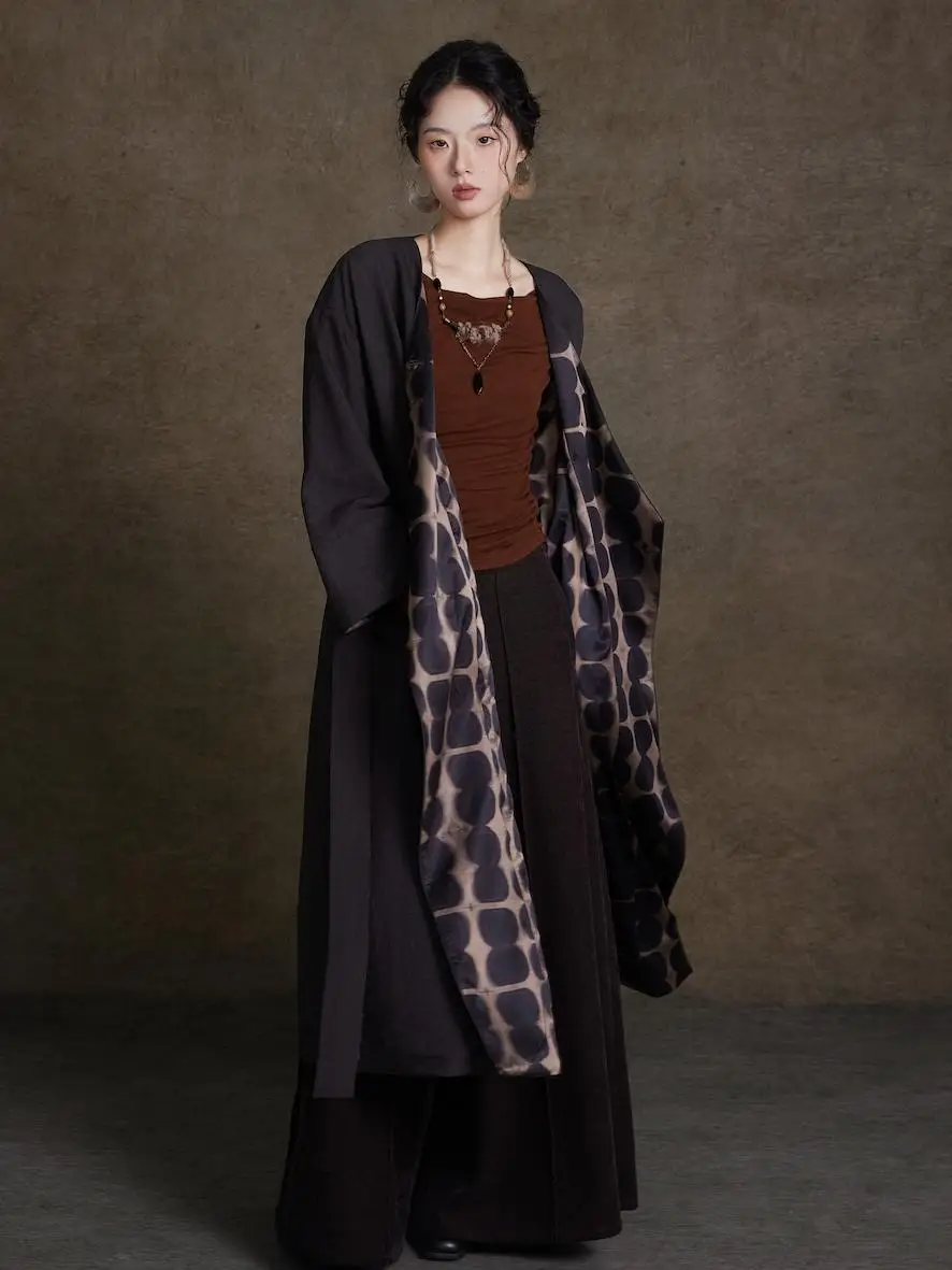 

Original Caoque Linen Nylon Blend Open Front Collarl Chinese Sle Windbreaker Outerwear Zen Inspired Women's Faion