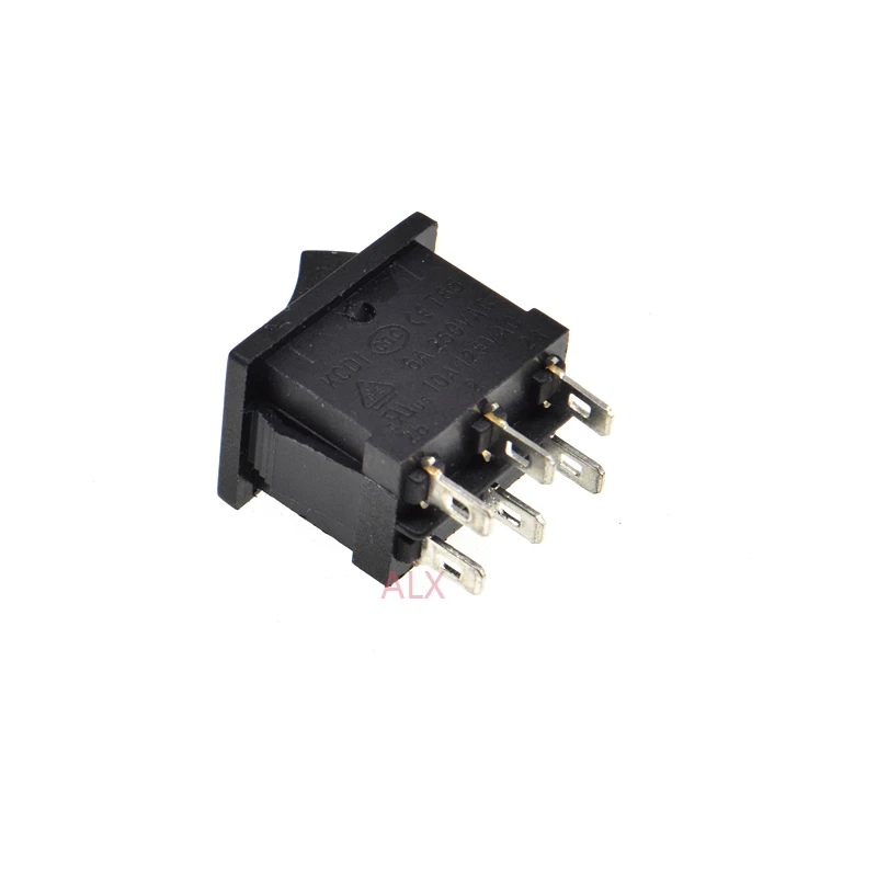 5PCS KCD1-106 DPDT 6PIN black mini Push Button rocker Switch ON/OFF/ON   power switches 6A/250V 10A/125V 15*21MM 15*21 6 pin
