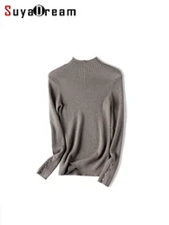 SuyaDream, 100% pullover in lana Merino per donna, collo a lupetto, coste lavorate a maglia, maglioni lavabili in lavatrice, 2023 autunno inverno caldo Top