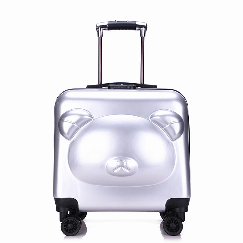 2023 Cute Cartoon Little Bear Children\'s Trolley Box Universal Wheel Boarding Luggage