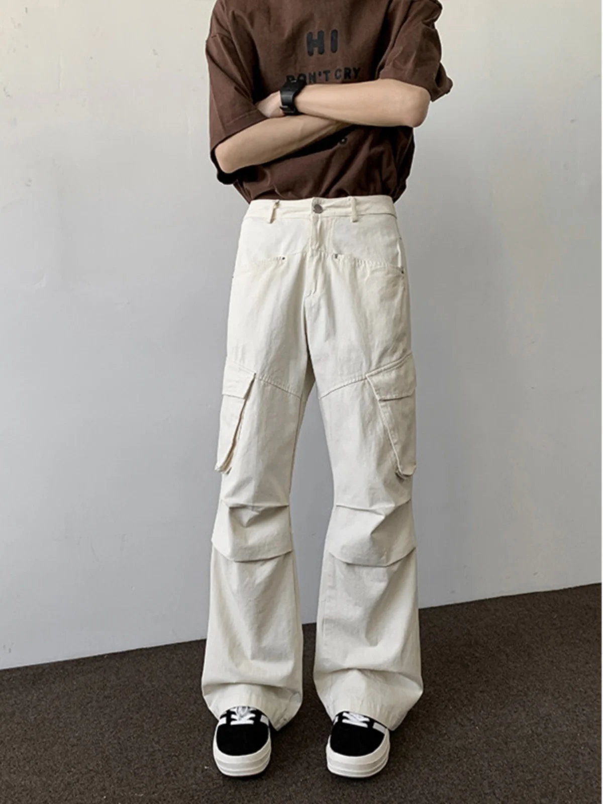 

Мужские летние брюки American Vibe с высокой талией, прямые широкие брюки, длинные брюки с эффектом похудения, повседневные брюки, модная рабочая одежда