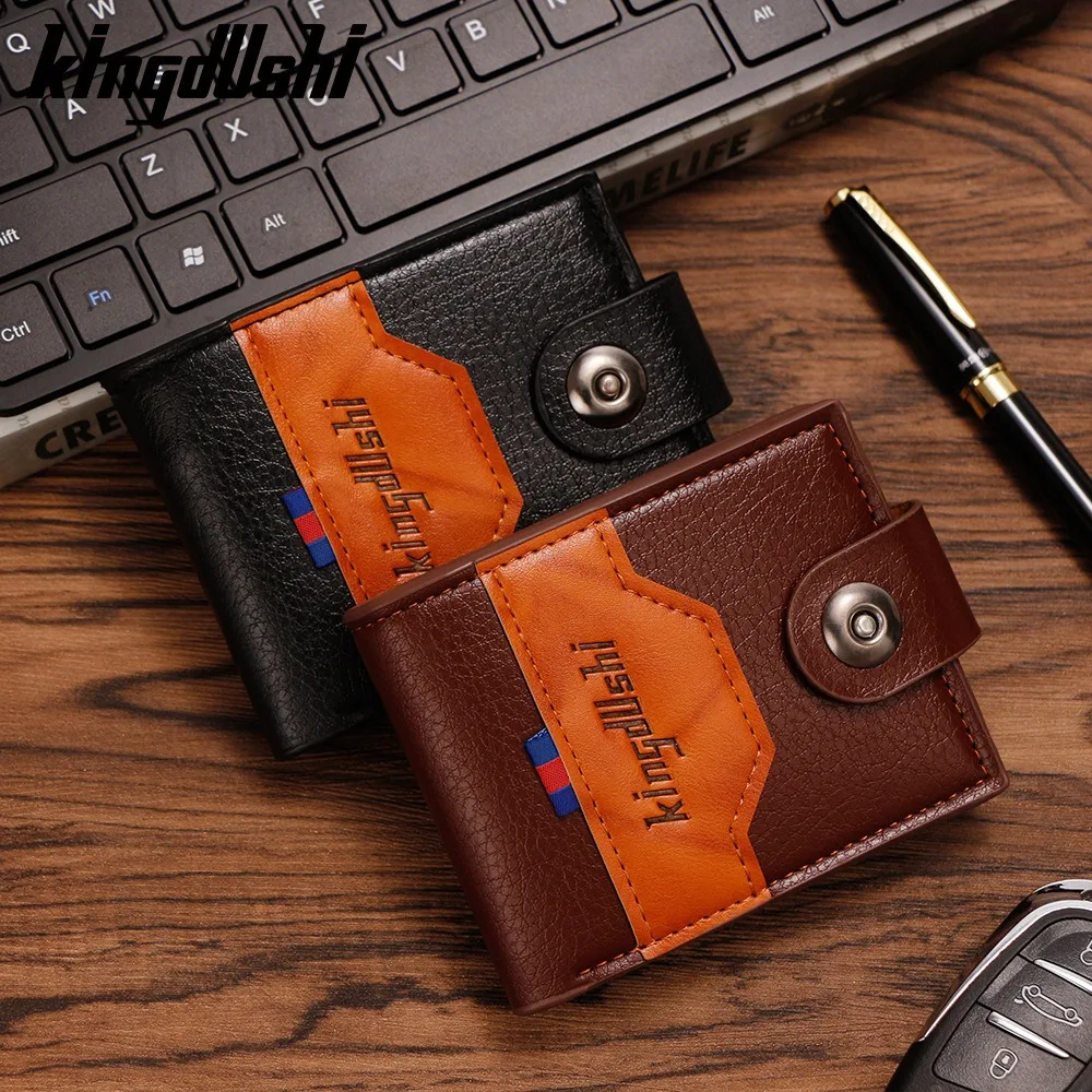 

Large Capacity Bifold Change Bag Magnetic Buckle Zipper Male Short Wallet Anti-Theft Multi-card Slot PU Leather Card Holder