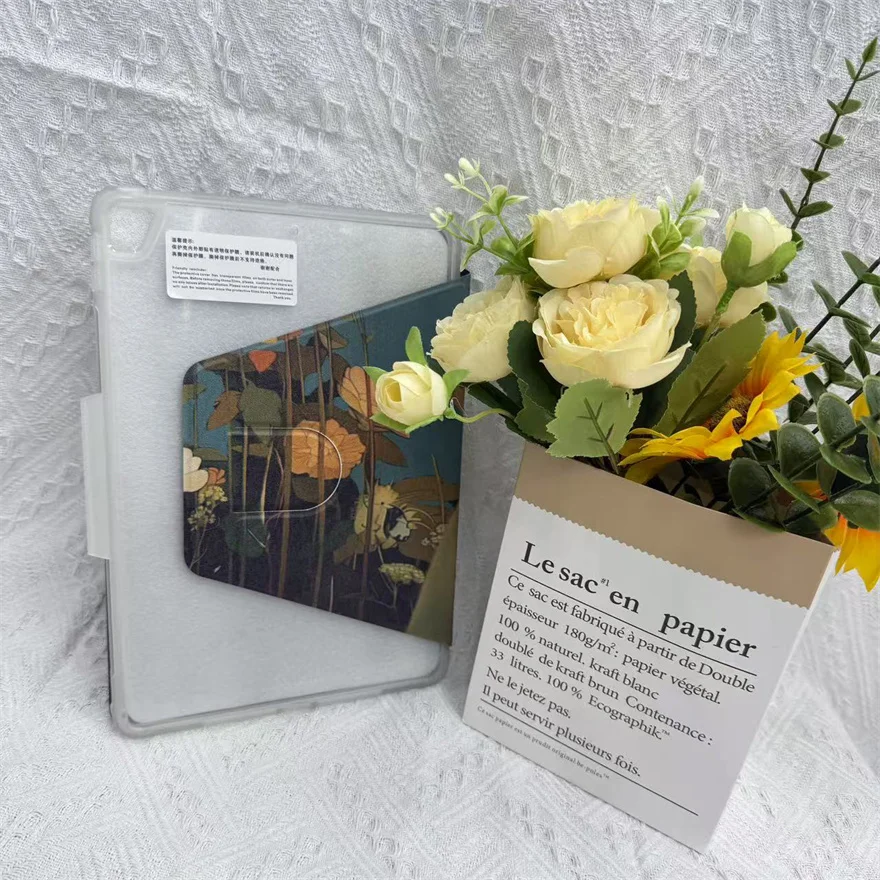 360 °   Capa protetora rotativa à prova de choque para iPad Air 5 4 10,9 polegadas/iPad Air 11 2024 Capa pintada durável com suporte giratório