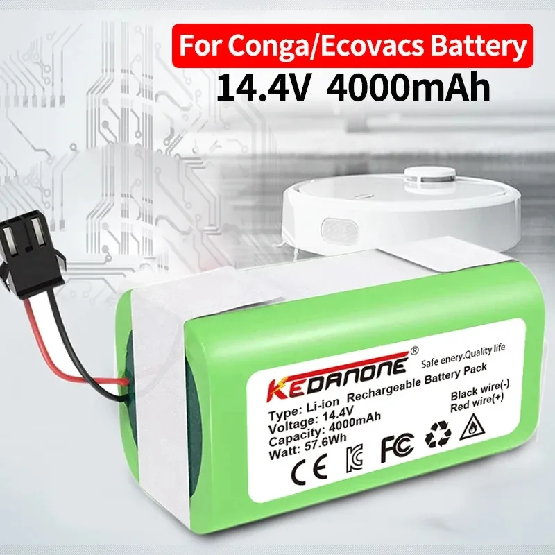 

14.4V 4000mAh Li-ion Battery for Conga 990 1090 cecotec Ecovacs Deebot N79S N79 DN622 Eufy Robovac 11 11S 12 35C X500 battery