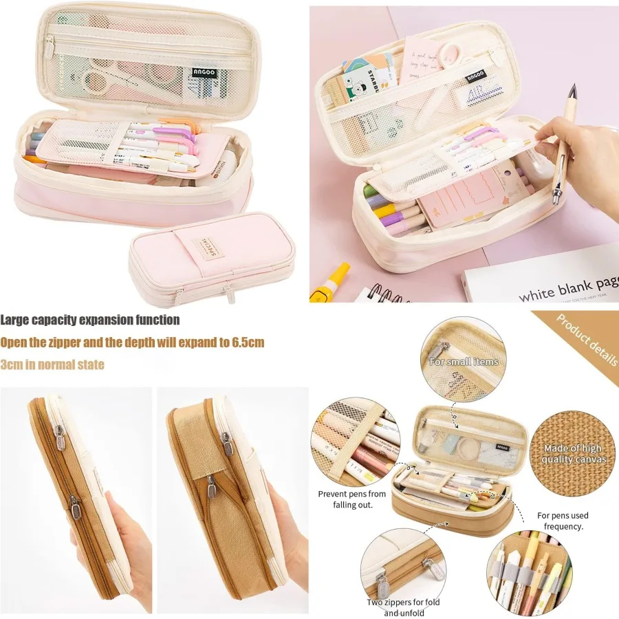 オフィスや旅行用の大容量ペンケース：コンパクトなデザインの高容量バッグポーチホルダーボックスオーガナイザー