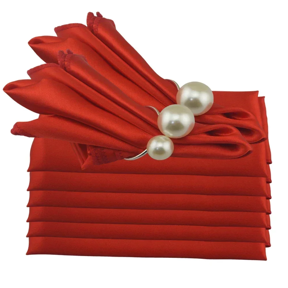 50pcs Satin Napkins For Wedding Table Decoration 48x48cm Christmas Birthday Baby Shower Banquet Restaurant Coffe/Dinner Towels