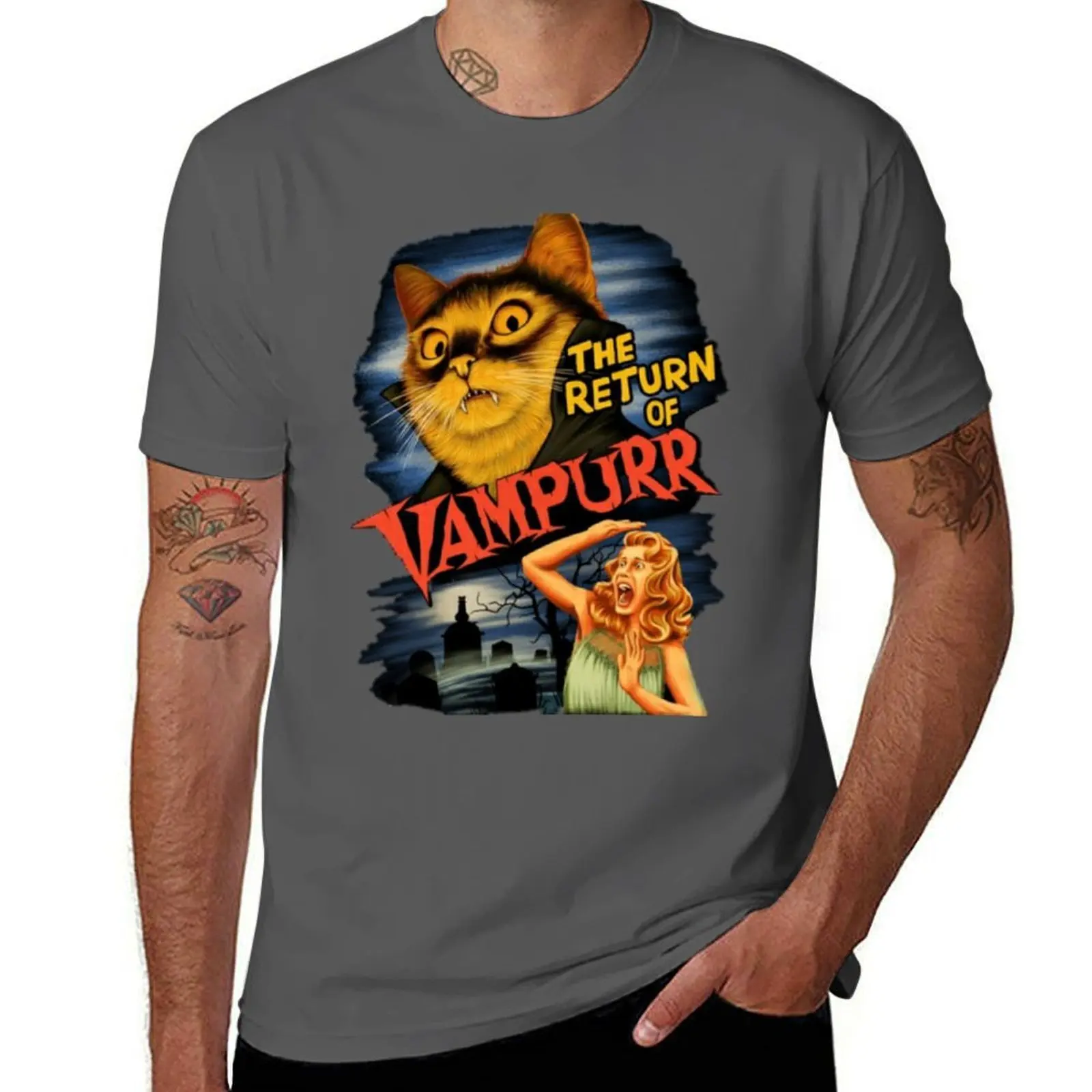 THE - OF VAMPIRE RETURN HORROR CAT THE T-Shirt Work Utility Short Sleeve Shirt